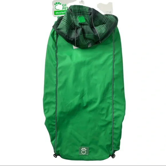 GF Pet Dog Raincoat Reversible Raincoat Green Plaid Size xL - Picture 3 of 9